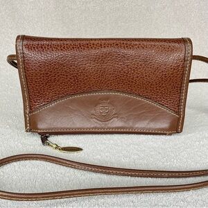 Vintage Mervyns Genuine Leather Small Crossbody Bag Purse-Brown-Zipper Flap-VTG